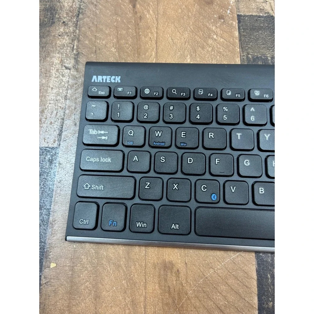 Arteck Ultra-Slim Bluetooth Keyboard Black Stainless Steel Rechargeable Tested
